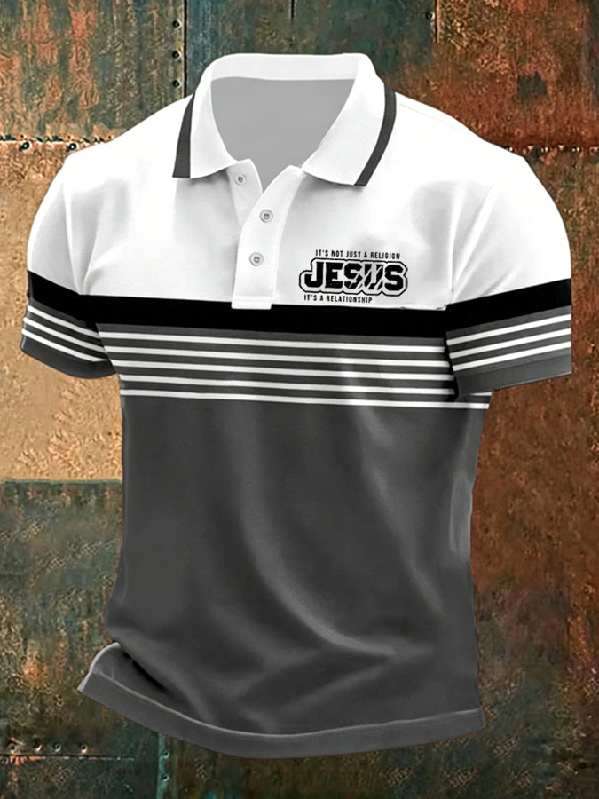 MEN'S CROSS FAITH GEOMETRIC Printed Polo Shirt