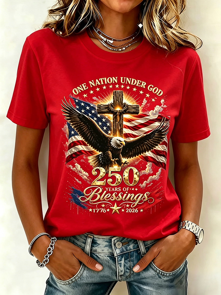 250Th Anniversary Commemorative Faith Printed Round Neck Top In The United States