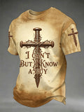 Men's Christian Jesus Cross Print Short Sleeve T-shirt