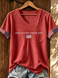 Women'S One Nation Under God Print Printed T-Shirt