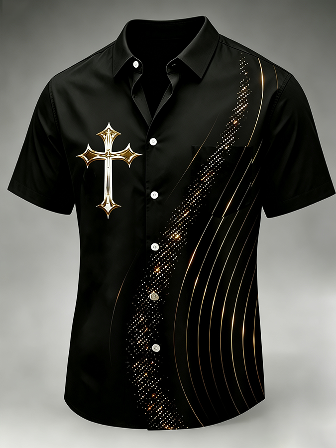 Men's Faith Cross Printed Casual Shirt