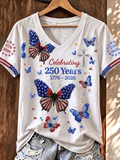 Women'S America Flag Print Casual T-Shirt