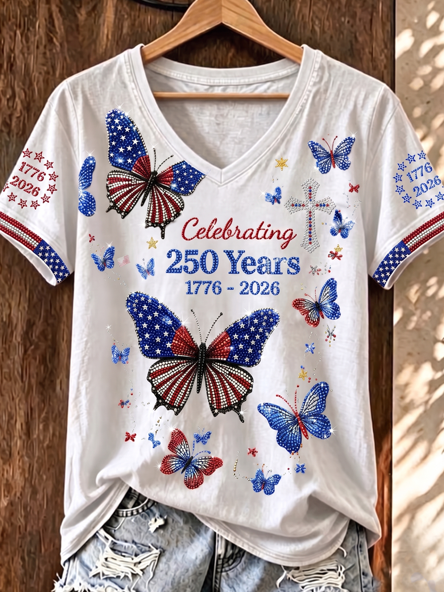 Women'S America Flag Print Casual T-Shirt
