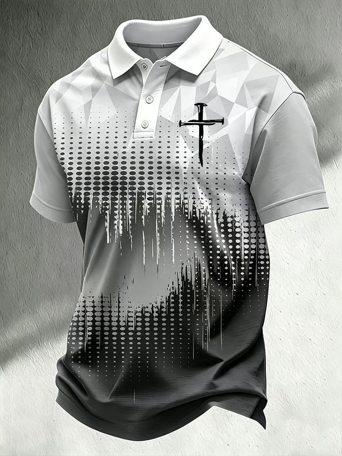 Men'S Casual Faith-Print Polo Shirt