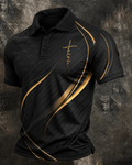 Men'S Retro Faith Printed Lapel Shirt