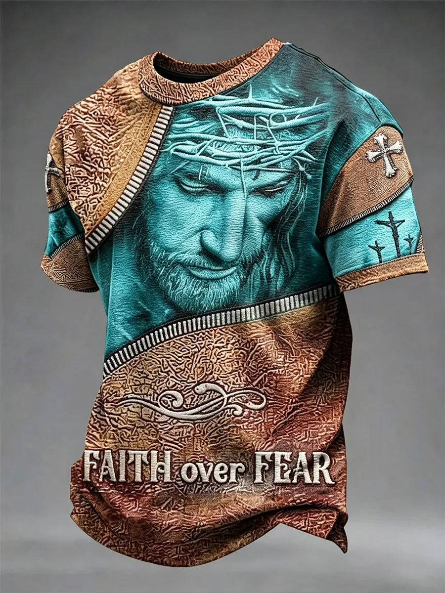 Men's Christian Faith Over Fear Cross Short Sleeve T-shirt