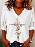 Women's Faith Cross Printed Casual T-shirt