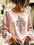 Women's Faith Floral Embroidered Long Sleeve Peplum Blouse