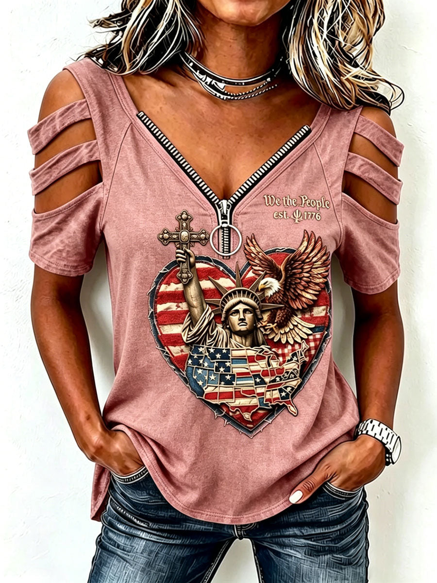 Ladies' American 250Th Anniversary Western Style Off Shoulder Top