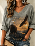 Women's V-Neck Retro Forever Free Printed T-shirt