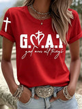 Women's Faith-Themed Print Casual T-Shirt