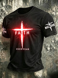 Religious Faith Cross Jesus Washed Into Old Printed Round Neck T-Shirt