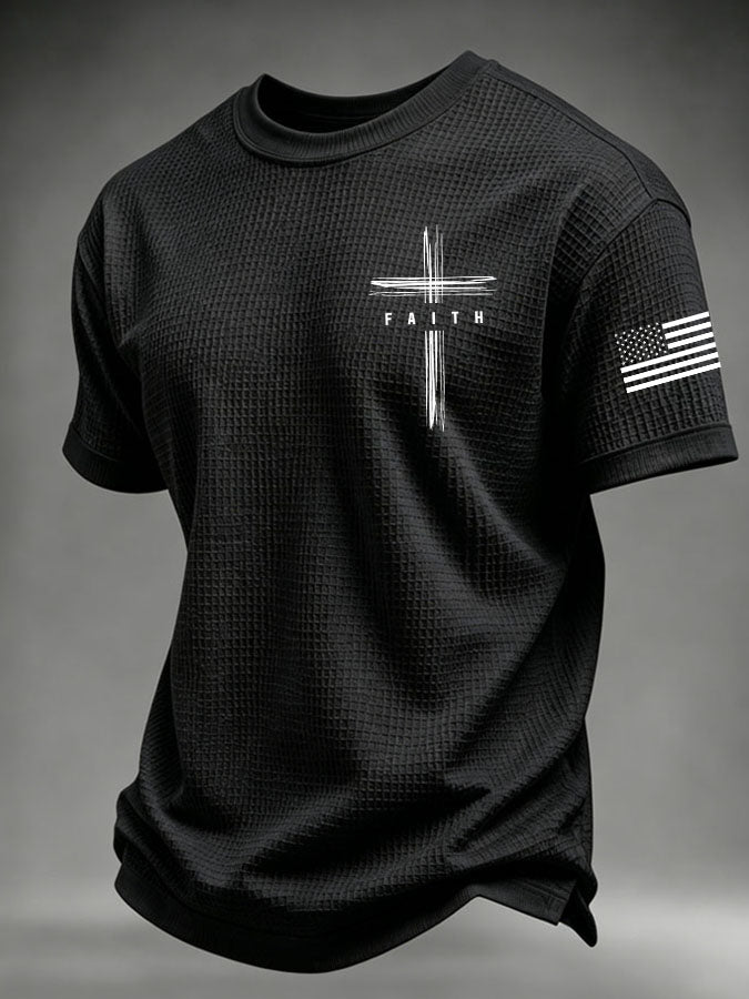 Men's Faith Cross Printed Waffle T-shirt