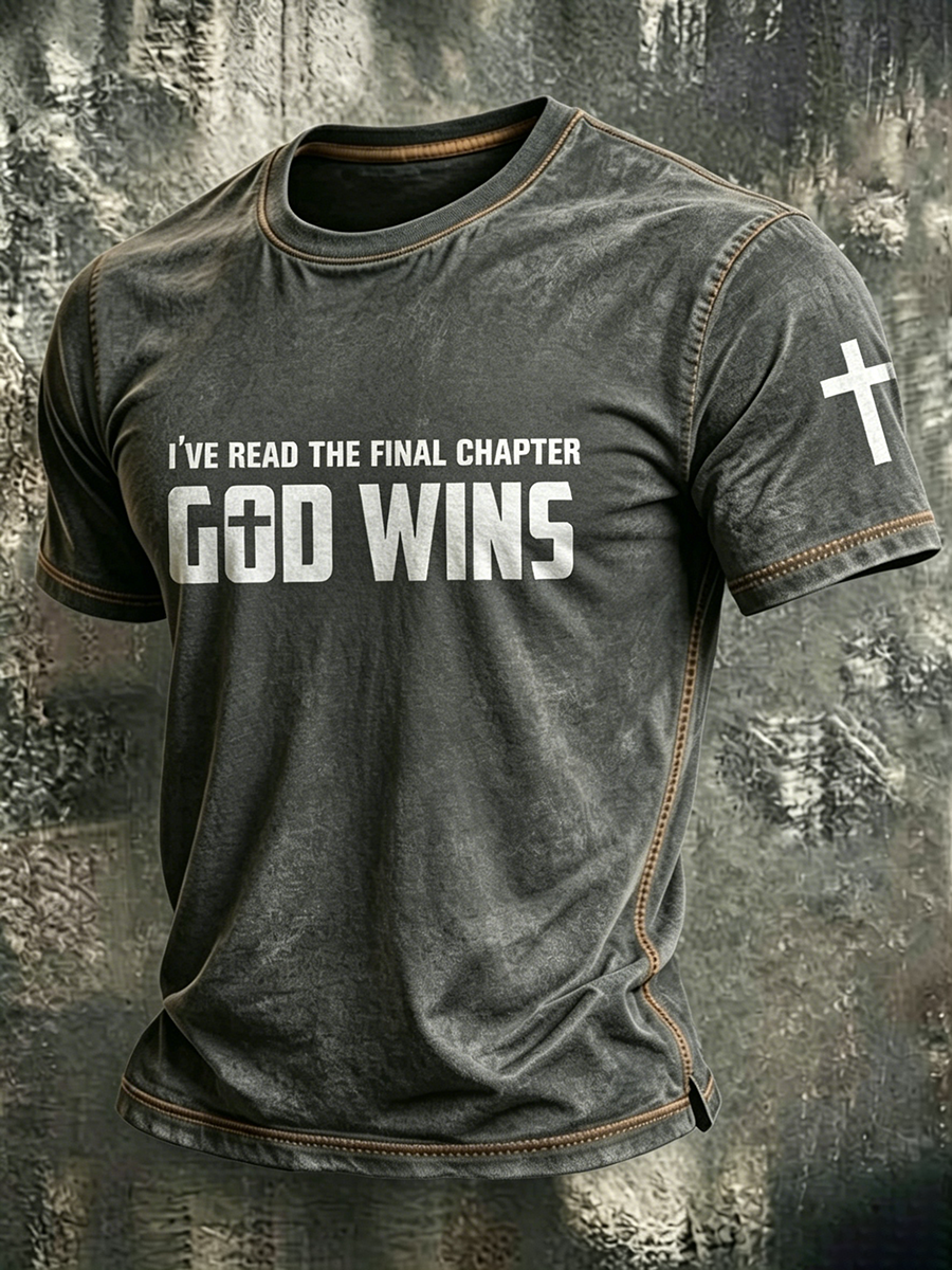 Jesus Cross Faith Commemorative Printed Round Neck T-Shirt