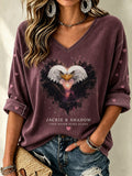 Women's V-Neck Retro Forever Free Printed T-shirt
