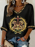 Corpus Christi Women's V-Neck Long-Sleeve Top