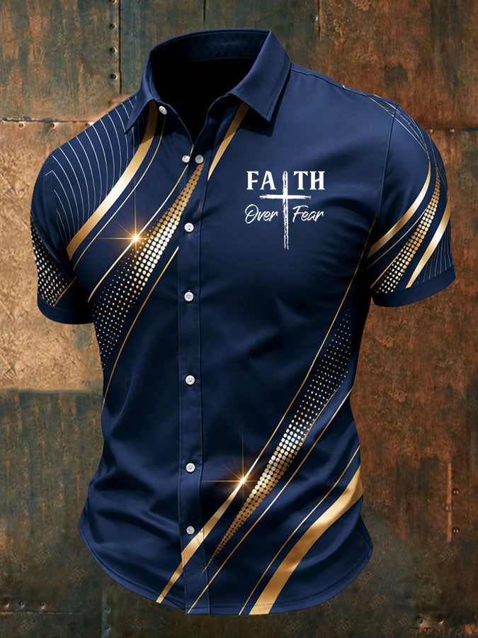 Men's Faith Over Fear Printed Casual Shirt