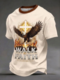 Men'S Retro Independence Day Eagle Pattern Washed Print Art T-Shirt