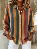 Women'S Casual Print Lapel Long Sleeve Shirt