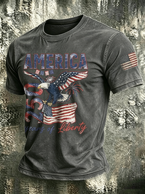 250Th Anniversary Bald Eagle Washed Round Neck T-Shirt From The United States