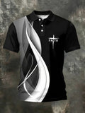 Men'S Faith Cross Print Casual Polo Shirt