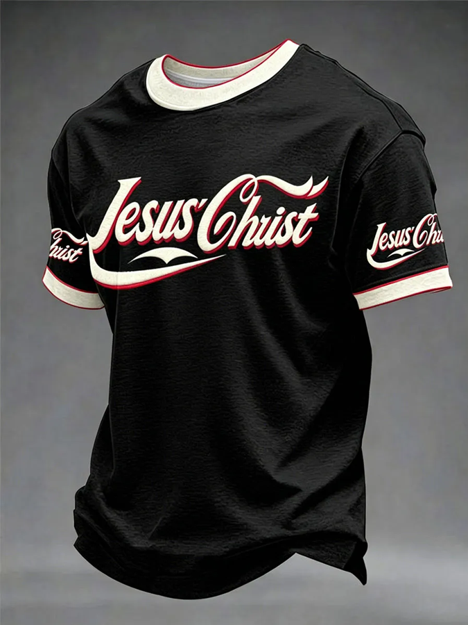 Men's Religious Beliefs Print Short Sleeve T-shirt