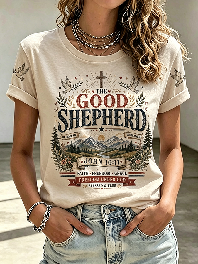 Ladies' Casual Faith Printed Round Neck T-Shirt