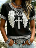 Women's Faith Cross Print Casual T-Shirt