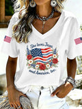 250Th Anniversary Of American Women'S Love For Jesus And American V-Neck T-Shirt