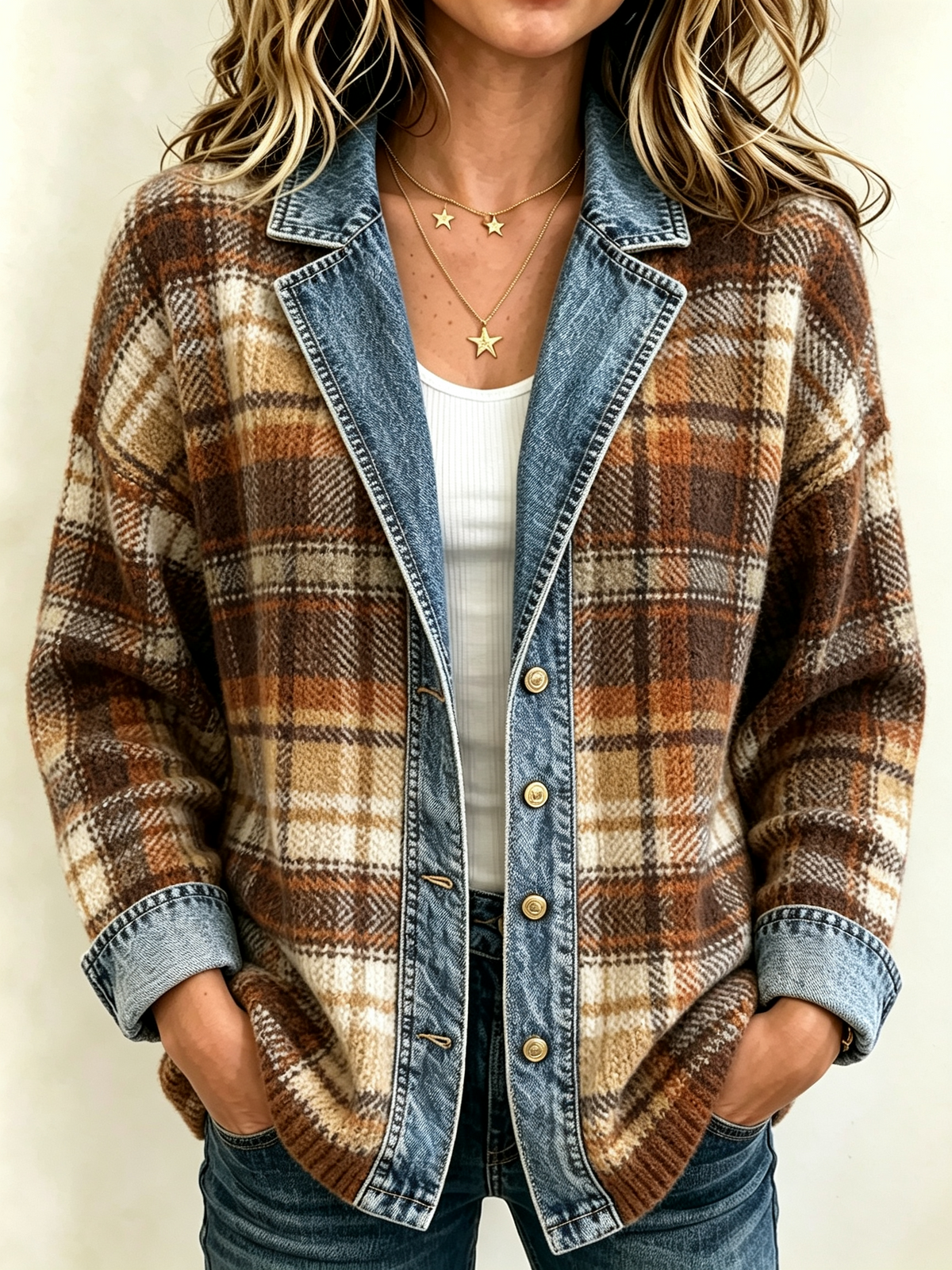 Women'S Retro Patchwork Contrasting Printed Jacket