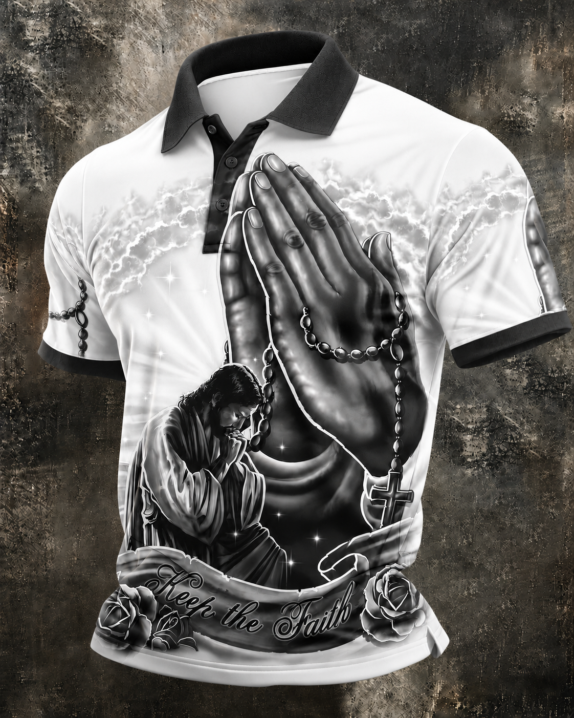 Men'S Retro Faith Printed Lapel Shirt
