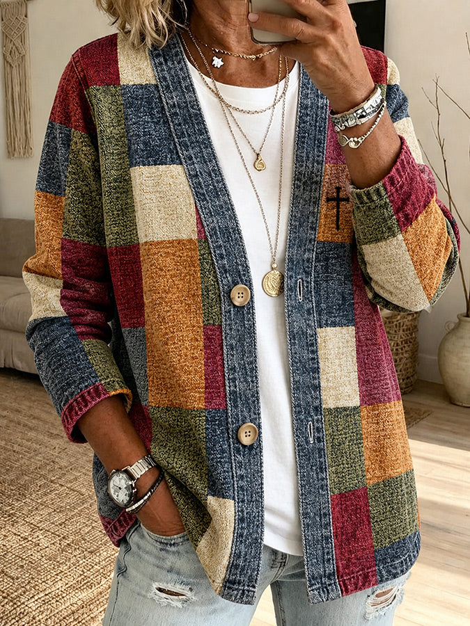 Women'S Faith Printred Casual Cardigan