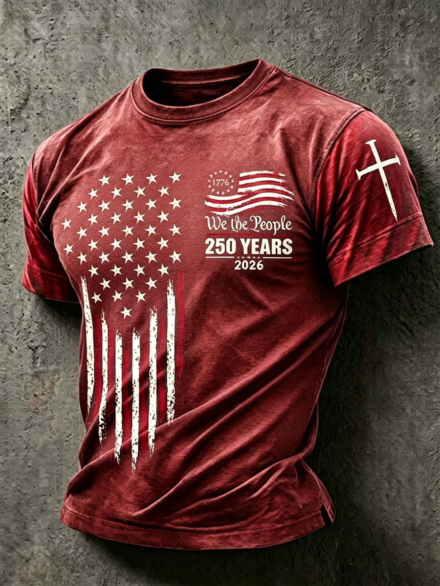 Men'S Retro 250Th Anniversary American Faith Short-Sleeve T-Shirt