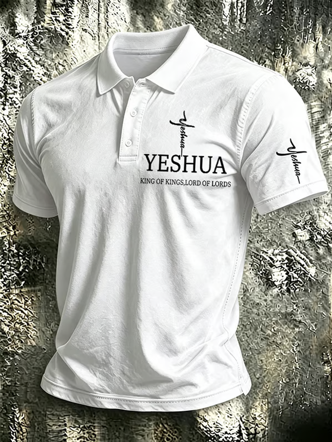 Religious Belief Cross Print Collar Top
