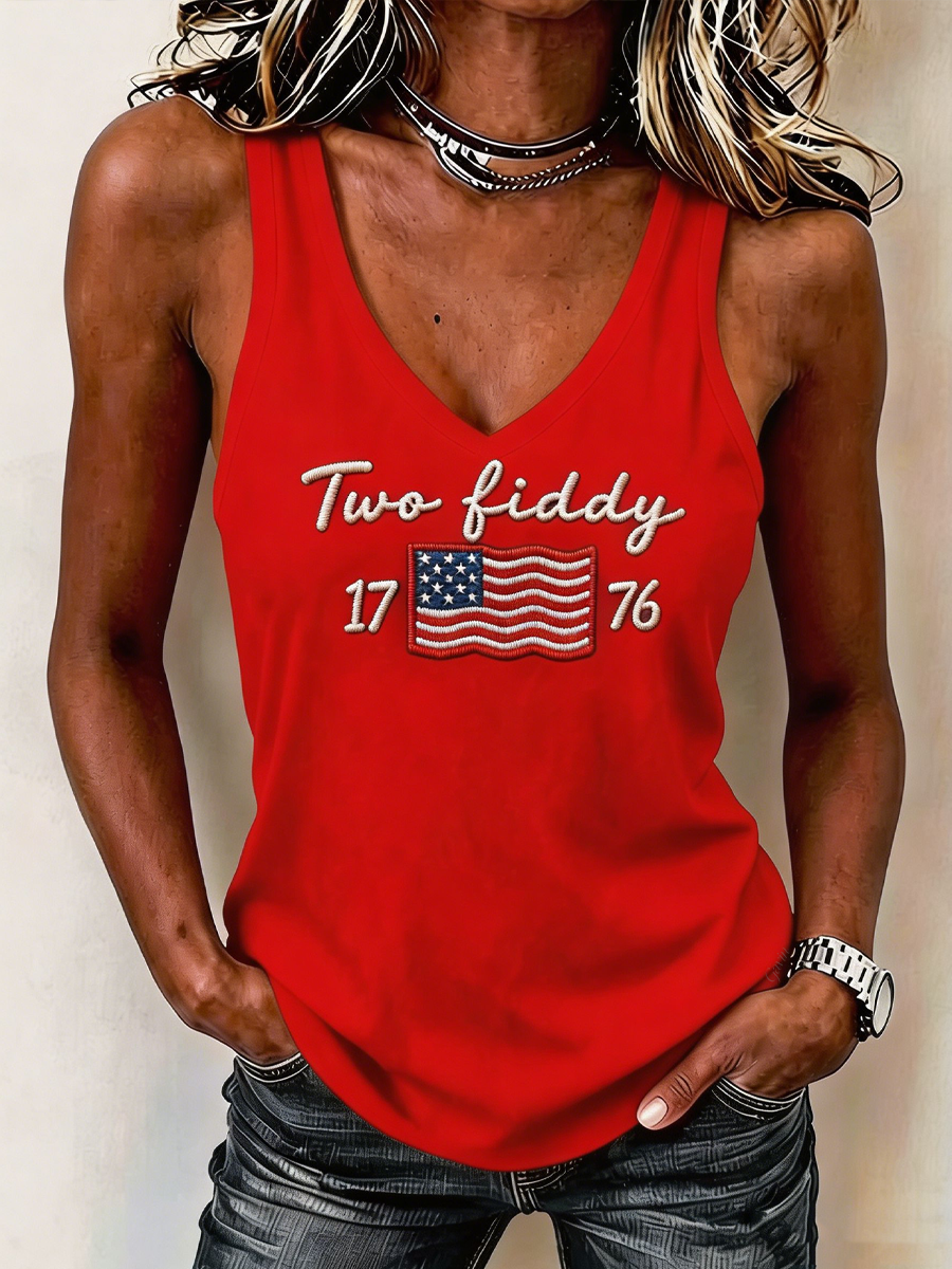 Women'S 250Th America Two Fiddy Print Casual Tank Top