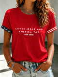 Women'S Loves Jesus And America Too1776-2026 American Flag T-Shirt