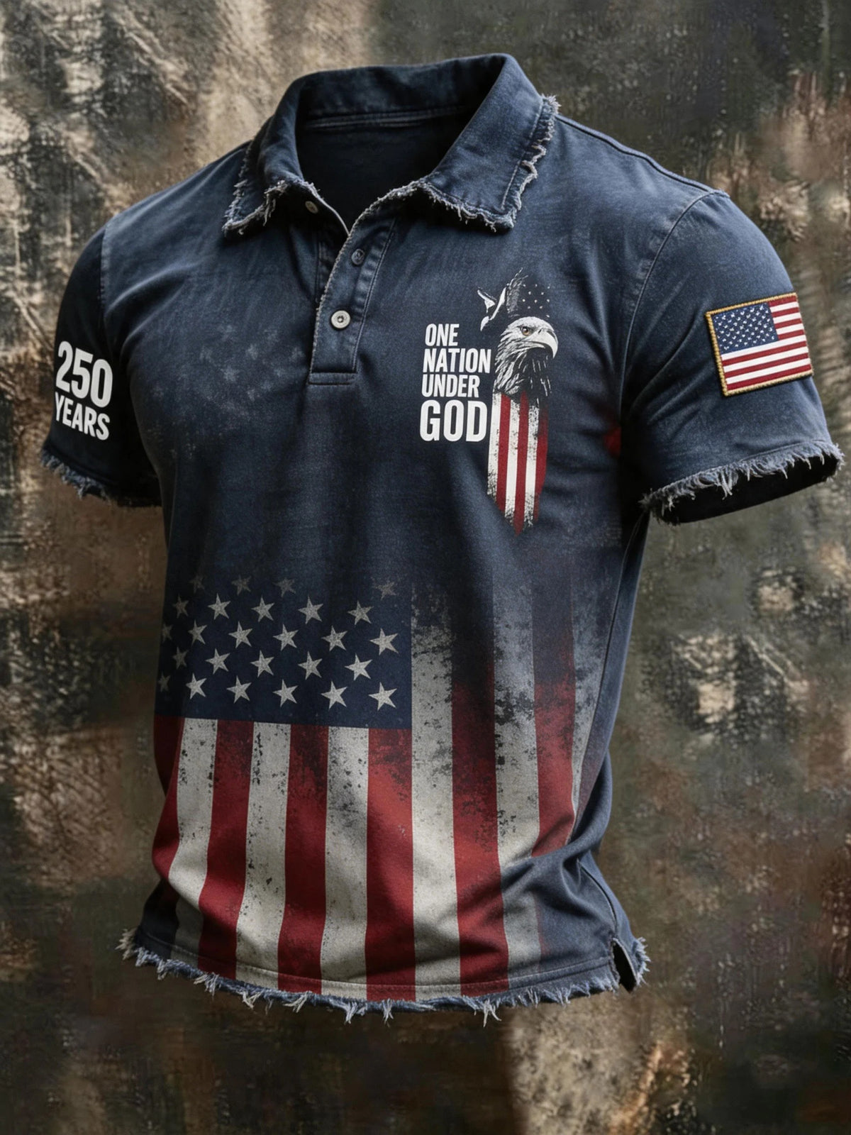 Men's Retro Patriotic Print Casual Short-Sleeve Polo Shirt