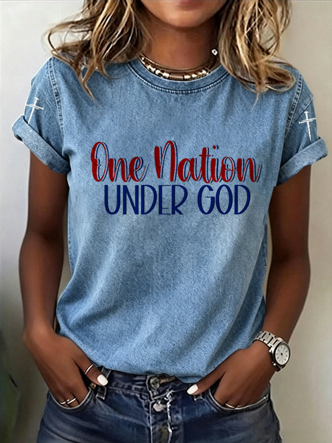 Women's American Flag Faith Print Casual Top