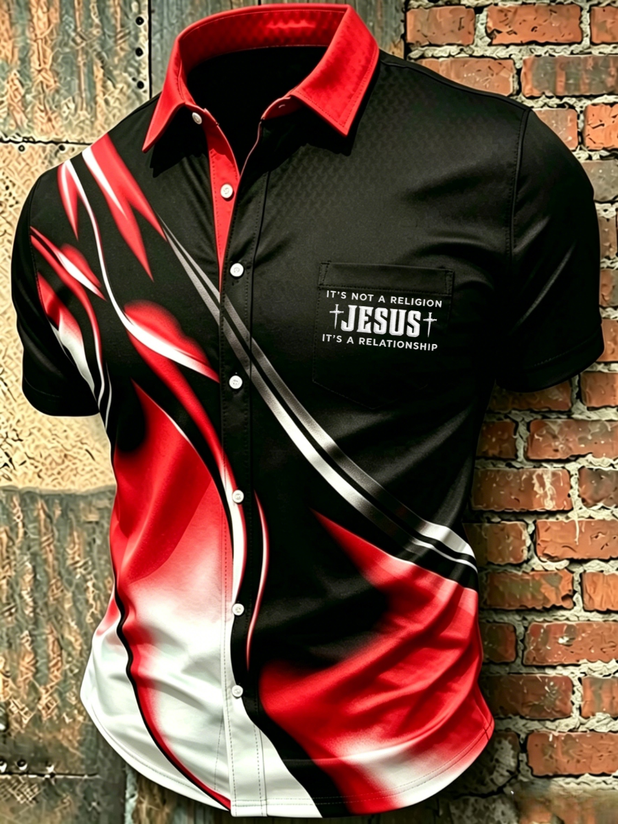 Men's Faith Casual Pocket Printed Shirt