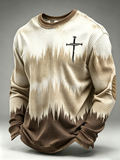 Religious Belief Cross Print Waffle Long Sleeved Shirt