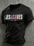 Men'S Independence Day Jesus Print Casual T-Shirt