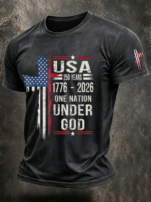 Men's 250Th Anniversary Printed Round Neck Short Sleeve T-Shirt