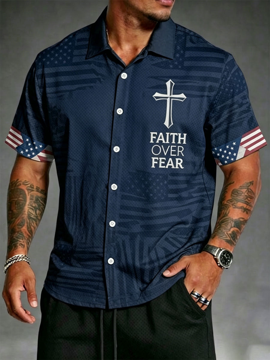 Men's casual shirt with cross pattern