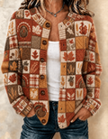 Women'S Happy Thanksgiving Printed Cozy Cardigan