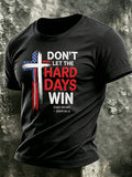Men'S Casual Faith Cross Flag Print Commemorative T-Shirt