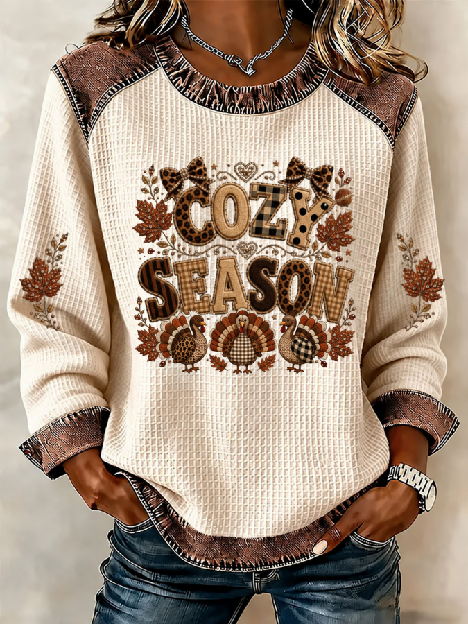 Women Text Letters Crew Neck Casual Spring/Fall Long Sleeve Sweatshirt