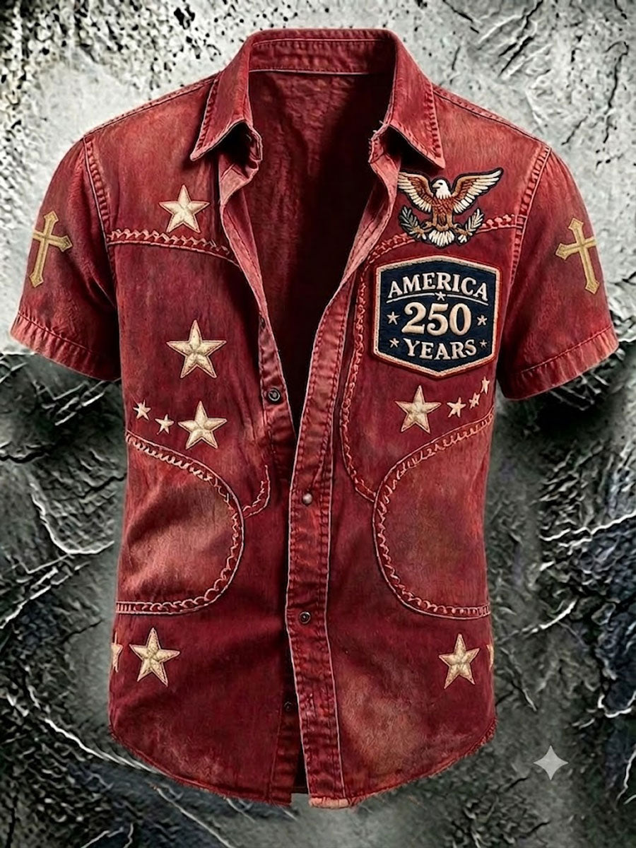 Men'S Western-style Faith Short-sleeved Shirt