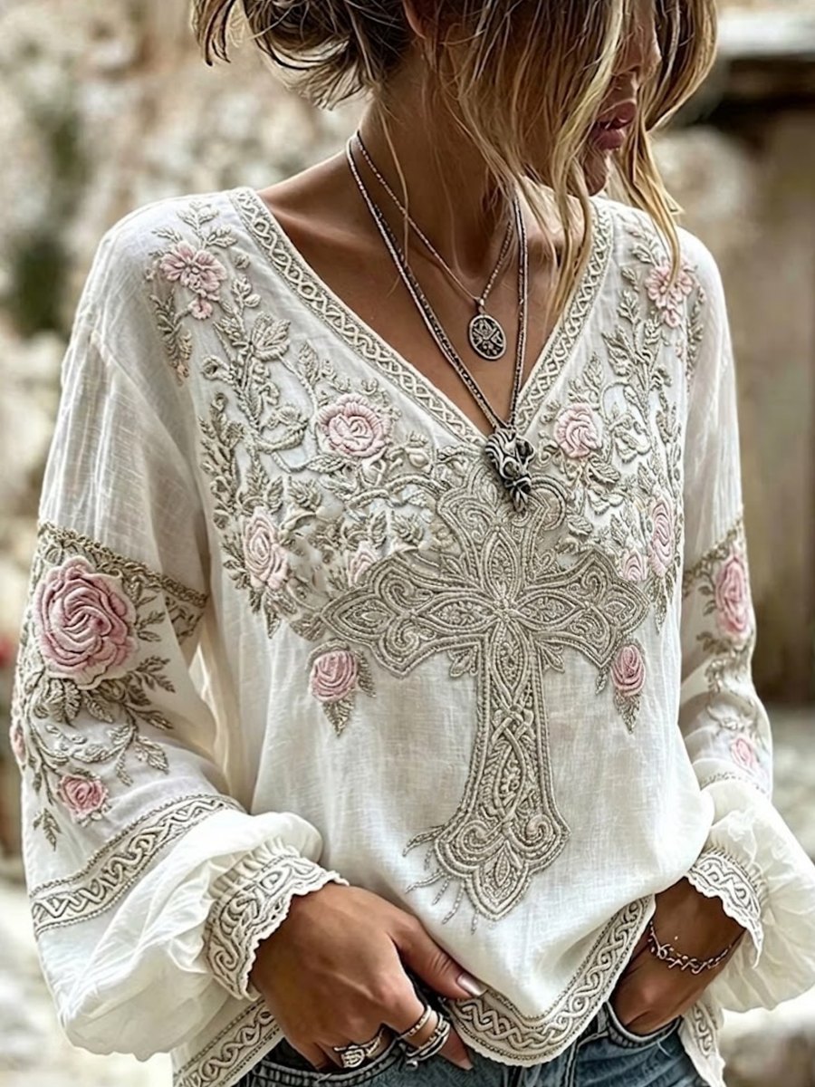 Women'S Faith Printed Casual Round Neck Top