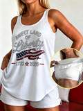 Women's Sweet Land Of Liberty 1776-2026 USA Flag Rhinestone Sleeveless Tank Top