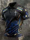 Men's Cross Print Polo Shirt